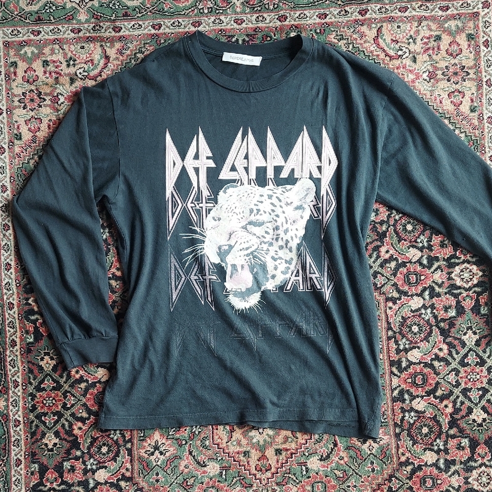 Free People  Daydreamer LA Def Leppard Graphic Long Sleeve Shirt SMALL NWOT